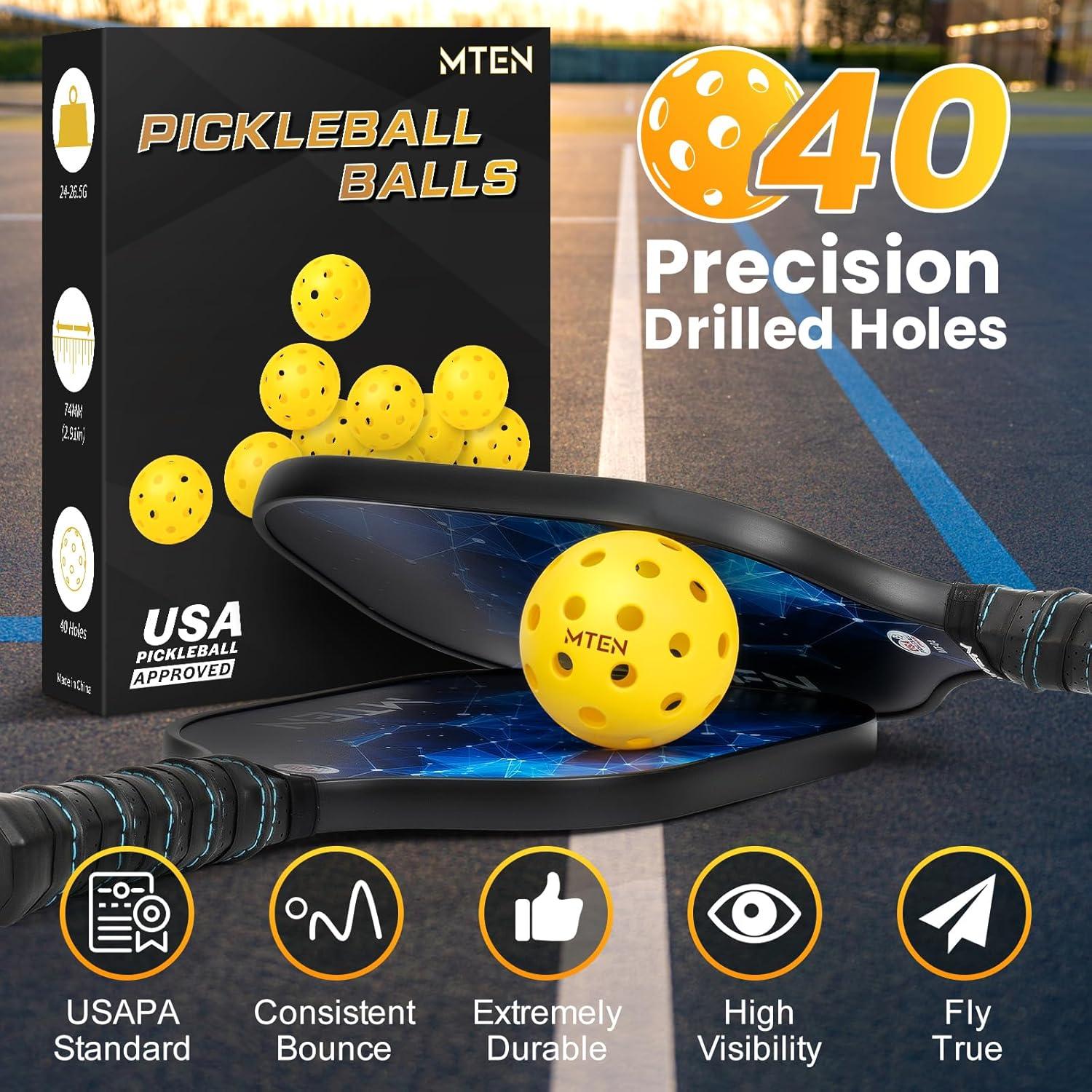 imageMTEN Outdoor Pickleballs USAPA Approved Pickleballs Balls 12 Pack 40 Holes Outdoor Pickleball Balls High Bounce True Flight ampamp Durable for All Skill Levels