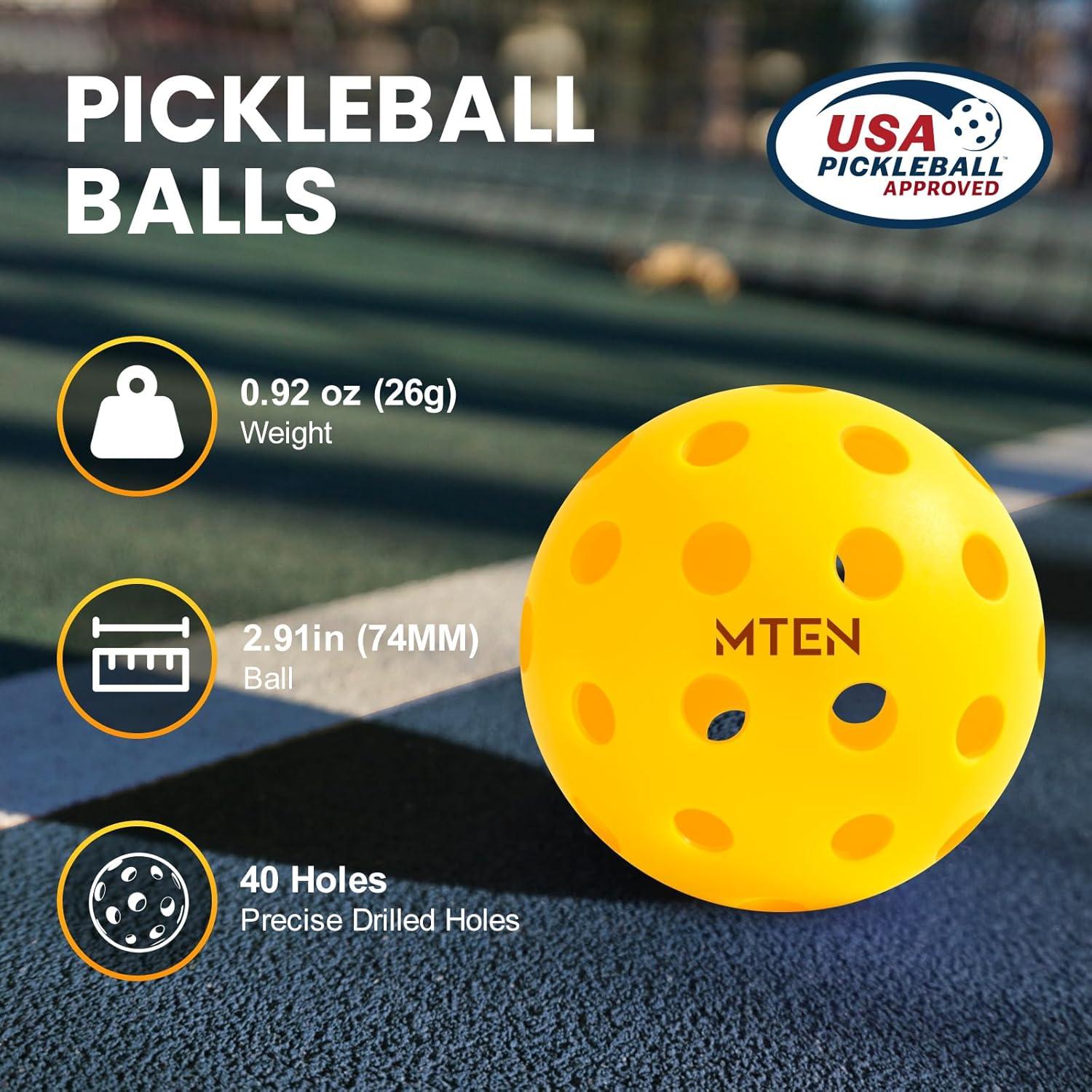 imageMTEN Outdoor Pickleballs USAPA Approved Pickleballs Balls 12 Pack 40 Holes Outdoor Pickleball Balls High Bounce True Flight ampamp Durable for All Skill Levels