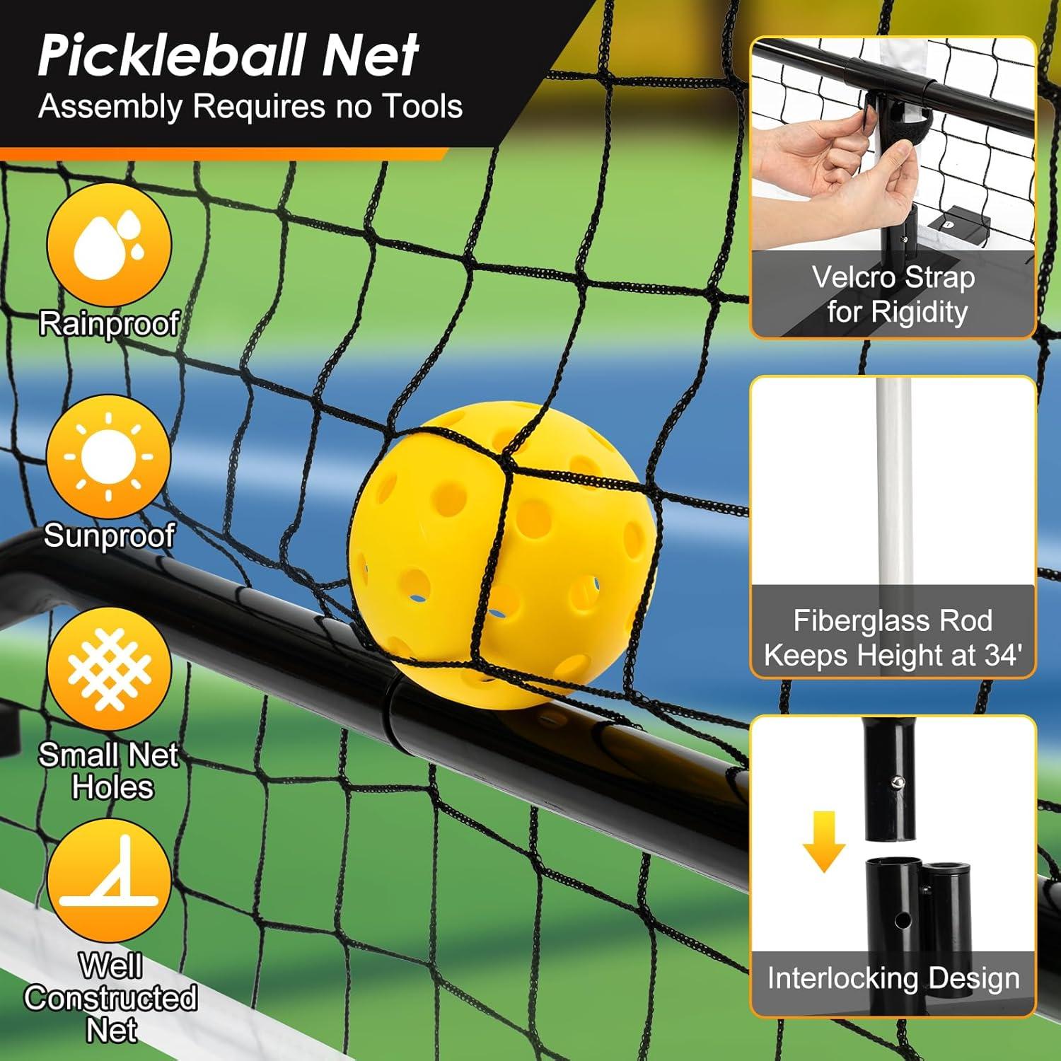 imageMTEN Pickleball Net Portable Pickleball Net for Driveway 22 FT USAPA Regulation Size Steady Metal Frame with Carrying Bag for Backyards Driveways Outdoor Indoor