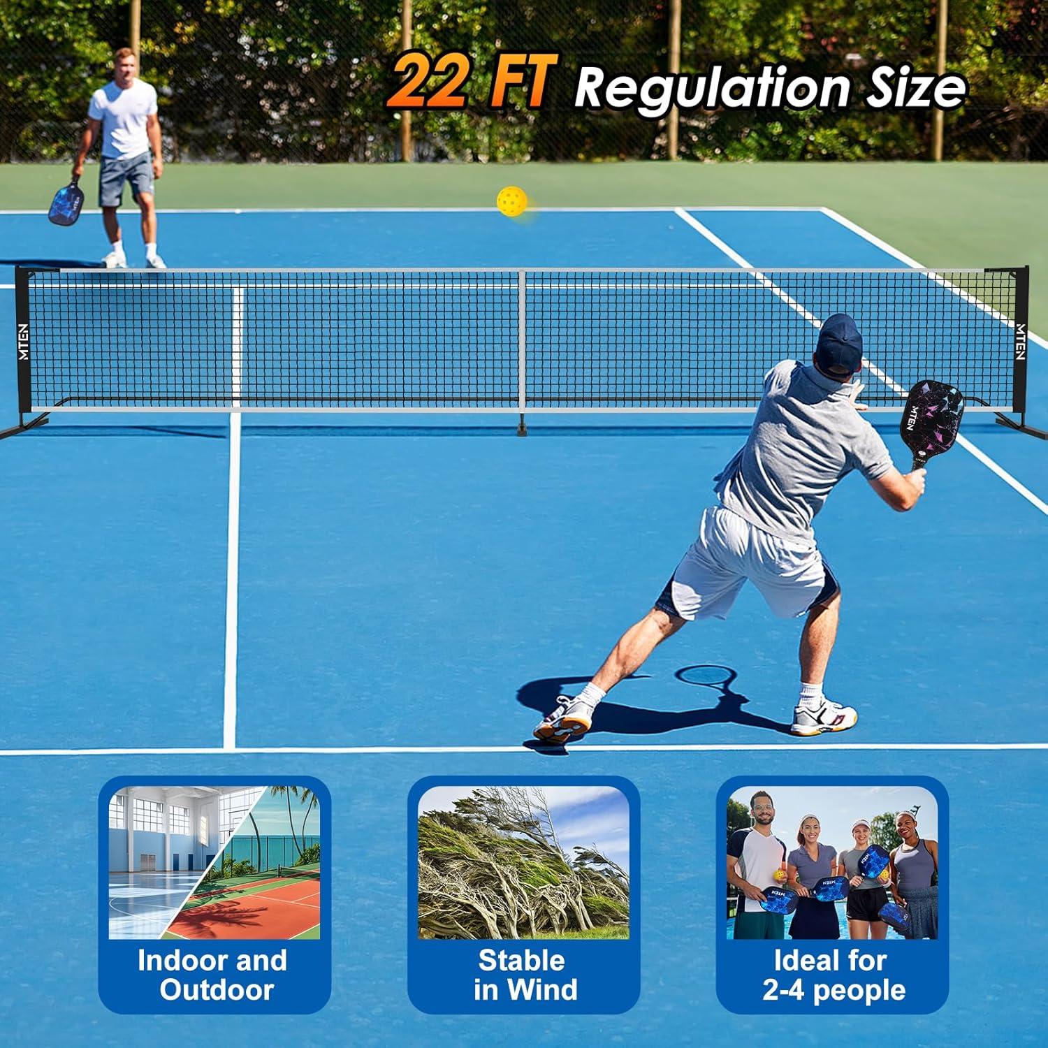 imageMTEN Pickleball Net Portable Pickleball Net for Driveway 22 FT USAPA Regulation Size Steady Metal Frame with Carrying Bag for Backyards Driveways Outdoor Indoor