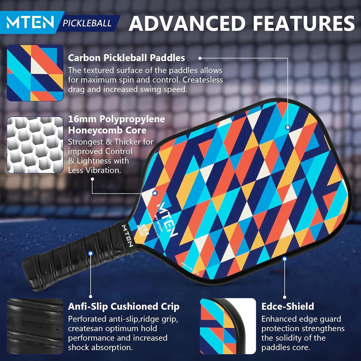 imagePickleball Paddles Carbon Fiber Pickleball Paddles Lightweight Pickle Ball Paddle Carbon Fiberglass Surface USAPA Approved Beginners ampamp Competition 1Pcsblue red