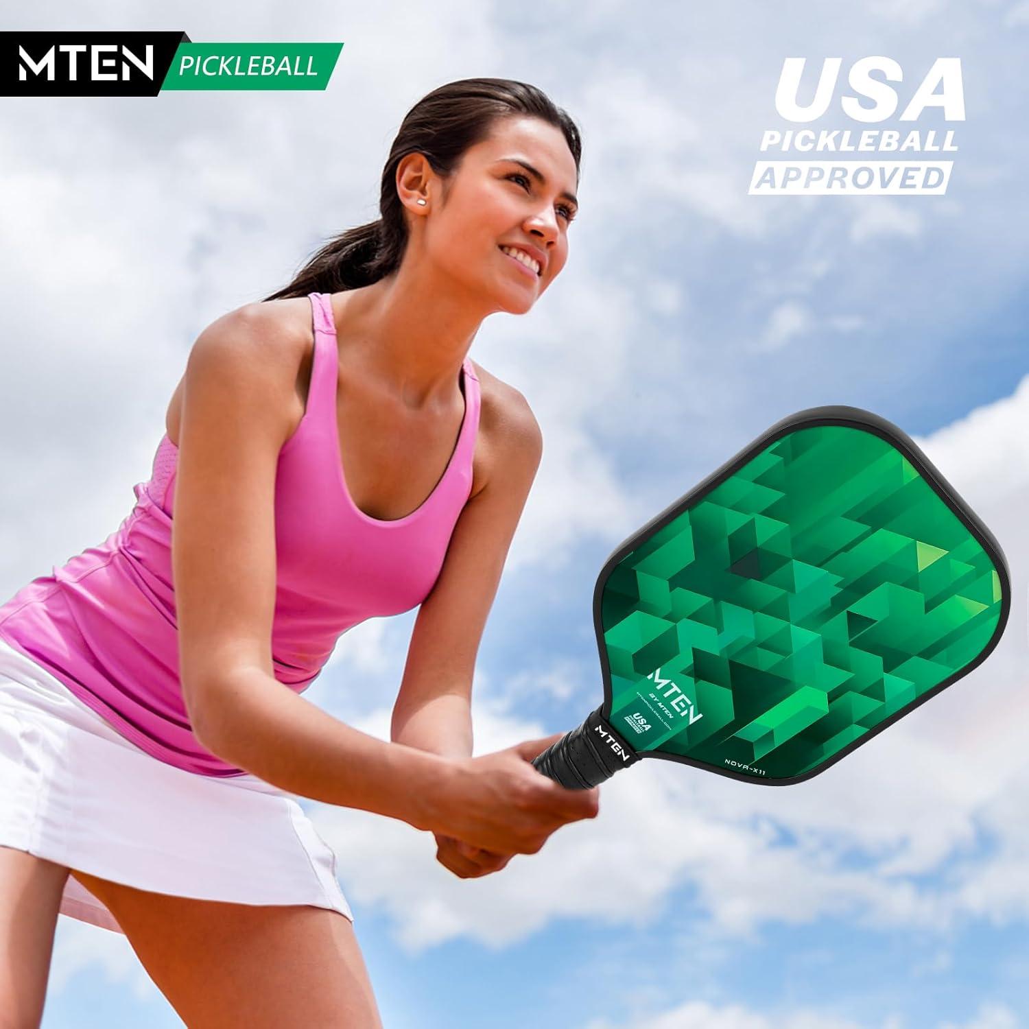 imagePickleball Paddles Carbon Fiber Pickleball Paddles Lightweight Pickle Ball Paddle Carbon Fiberglass Surface USAPA Approved Beginners ampamp Competition 1Pcsgreen