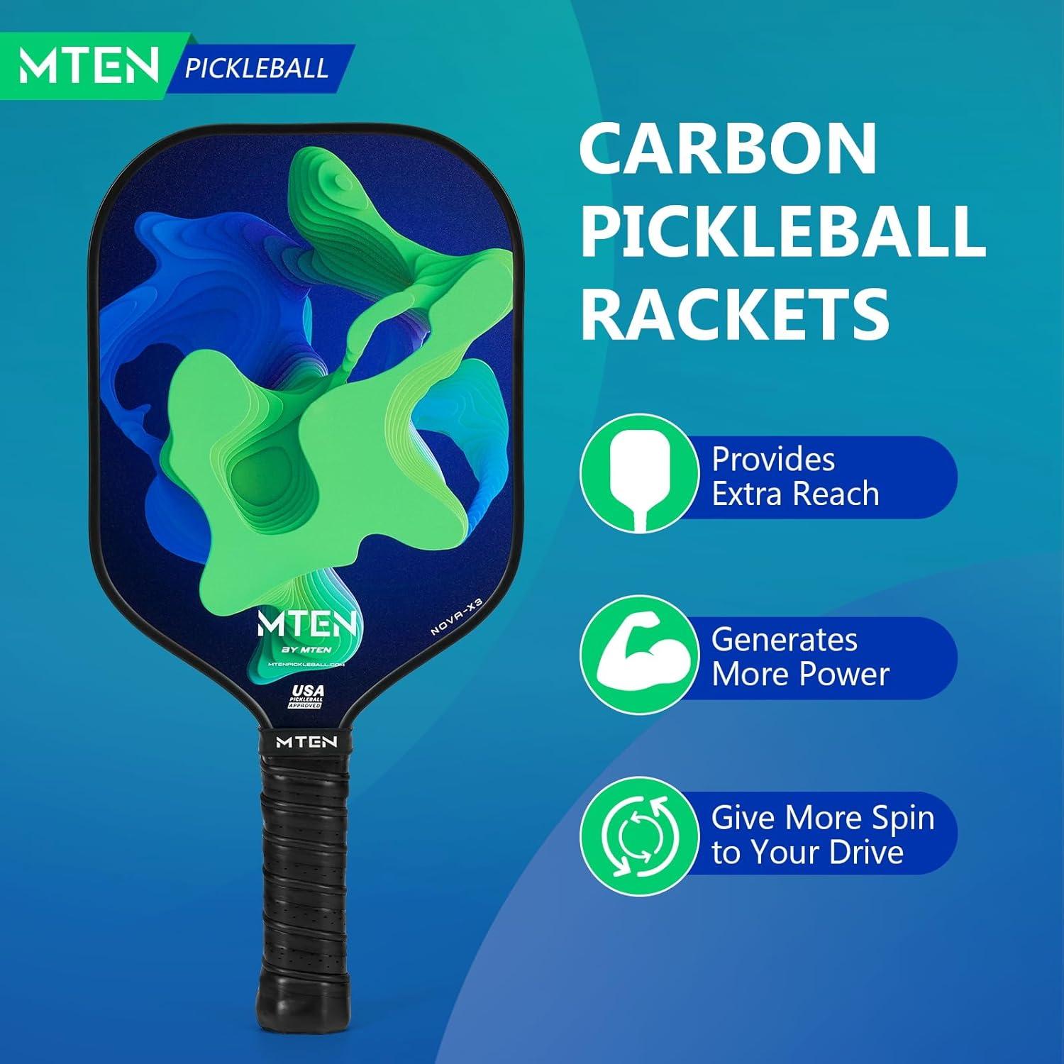 imagePickleball Paddles Carbon Fiber Pickleball Paddles Lightweight Pickle Ball Paddle Carbon Fiberglass Surface USAPA Approved Beginners ampamp Competition 1Pcsblue green