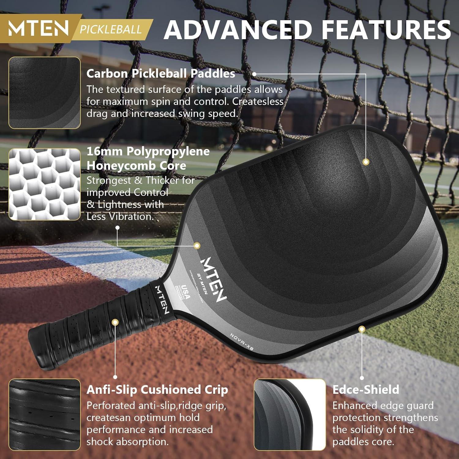 imagePickleball Paddles Carbon Fiber Pickleball Paddles Lightweight Pickle Ball Paddle Carbon Fiberglass Surface USAPA Approved Beginners ampamp Competition 1Pcsblack silver