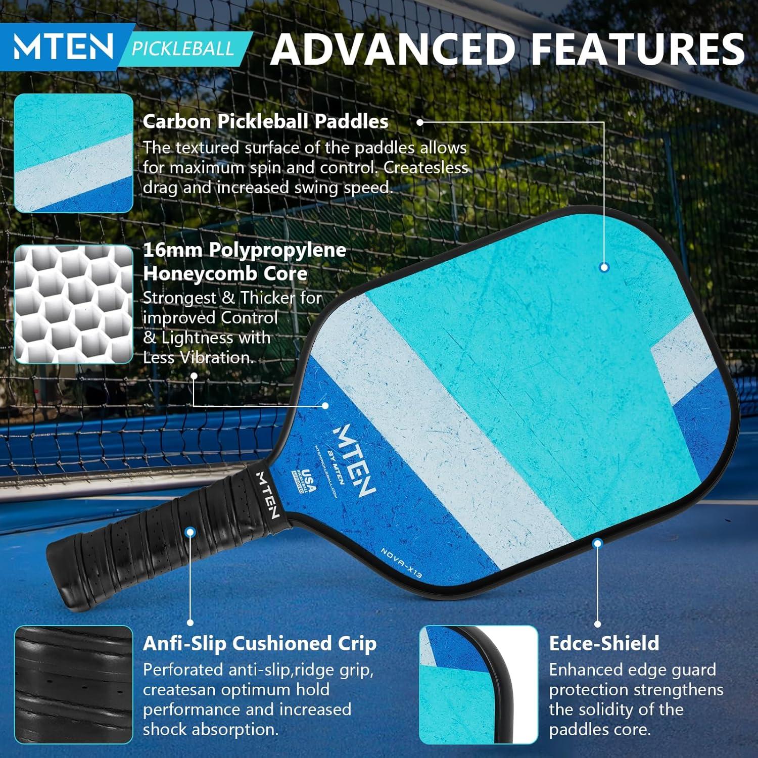 imagePickleball Paddles Carbon Fiber Pickleball Paddles Lightweight Pickle Ball Paddle Carbon Fiberglass Surface USAPA Approved Beginners ampamp Competition 1Pcssky blue