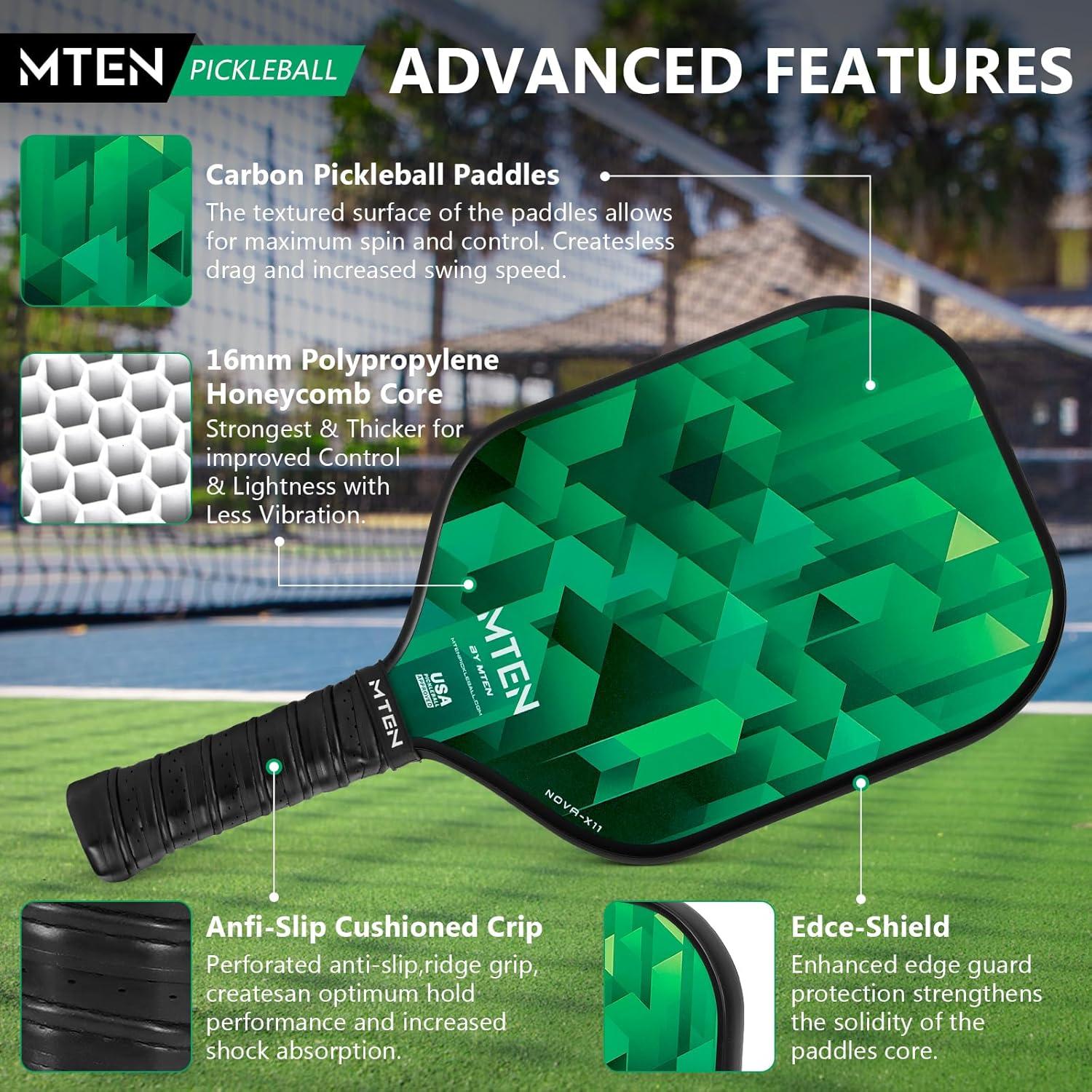 imagePickleball Paddles Carbon Fiber Pickleball Paddles Lightweight Pickle Ball Paddle Carbon Fiberglass Surface USAPA Approved Beginners ampamp Competition 1Pcsgreen