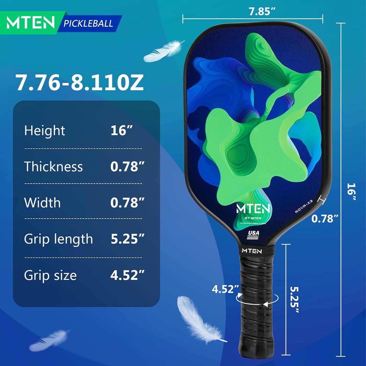 imagePickleball Paddles Carbon Fiber Pickleball Paddles Lightweight Pickle Ball Paddle Carbon Fiberglass Surface USAPA Approved Beginners ampamp Competition 1Pcsblue green