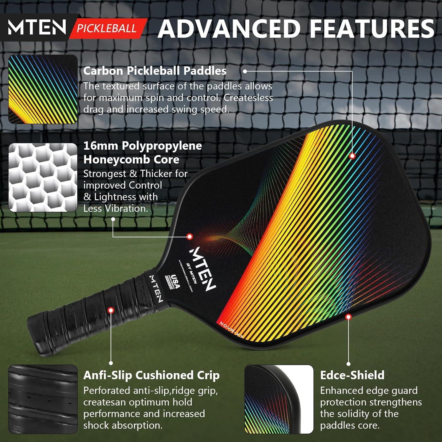 imagePickleball Paddles Carbon Fiber Pickleball Paddles Lightweight Pickle Ball Paddle Carbon Fiberglass Surface USAPA Approved Beginners ampamp Competition 1Pcsblack green