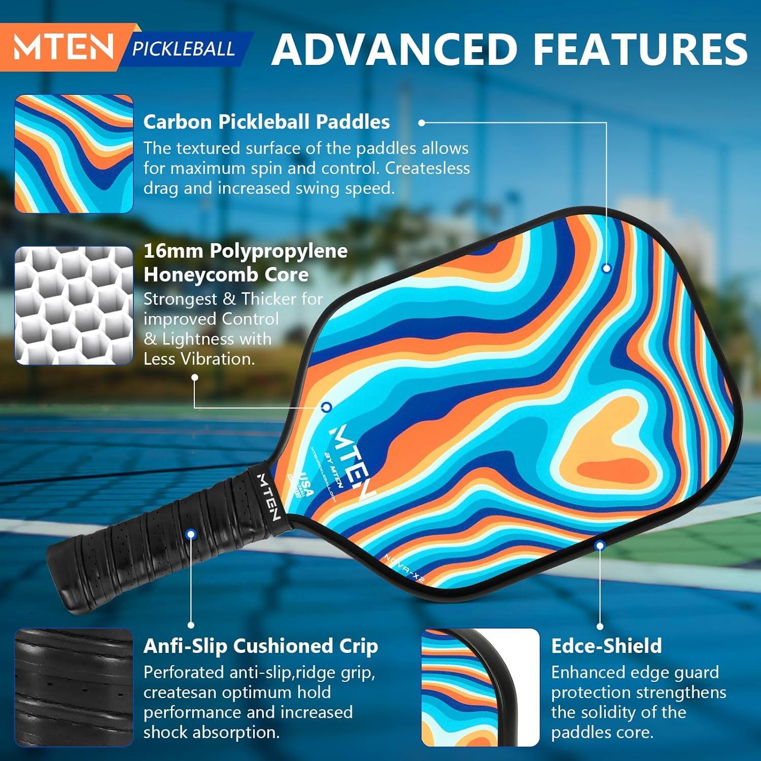 imagePickleball Paddles Carbon Fiber Pickleball Paddles Lightweight Pickle Ball Paddle Carbon Fiberglass Surface USAPA Approved Beginners ampamp Competition 1Pcsblue orange