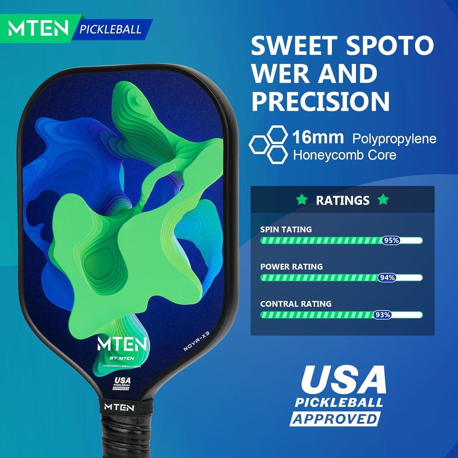 imagePickleball Paddles Carbon Fiber Pickleball Paddles Lightweight Pickle Ball Paddle Carbon Fiberglass Surface USAPA Approved Beginners ampamp Competition 1Pcsblue green