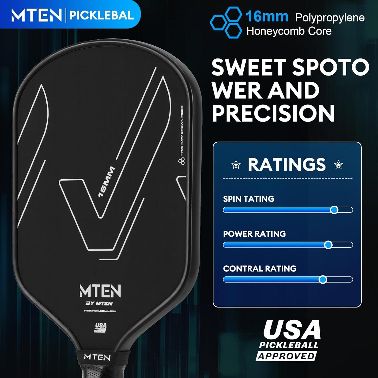 imagePickleball Paddles Raw Carbon Fiber Pickleball Paddle USAPA Approved T700 Pickleball Rackets 16MM Thermoformed Carbon Fiber Core Black Fiberglass Paddles DesignedBlack1