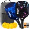 imagePickleball Paddles USAPA Approved Fiberglass Surface Pickleball Set with Pickleball Rackets Pickleball Paddles Set for Men WomenC1Black1Blue