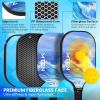 imagePickleball Paddles USAPA Approved Fiberglass Surface Pickleball Set with Pickleball Rackets Pickleball Paddles Set for Men Womensky blue