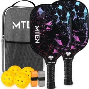 imagePickleball Paddles USAPA Approved Fiberglass Surface Pickleball Set with Pickleball Rackets Pickleball Paddles Set for Men WomenA2Black