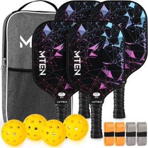 imagePickleball Paddles USAPA Approved Fiberglass Surface Pickleball Set with Pickleball Rackets Pickleball Paddles Set for Men WomenA4Black