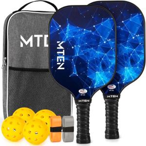 imagePickleball Paddles USAPA Approved Fiberglass Surface Pickleball Set with Pickleball Rackets Pickleball Paddles Set for Men WomenB2Blue