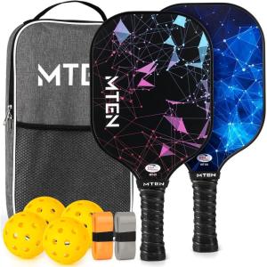 imagePickleball Paddles USAPA Approved Fiberglass Surface Pickleball Set with Pickleball Rackets Pickleball Paddles Set for Men WomenC1Black1Blue