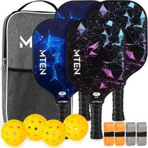 imagePickleball Paddles USAPA Approved Fiberglass Surface Pickleball Set with Pickleball Rackets Pickleball Paddles Set for Men WomenC2Black2Blue