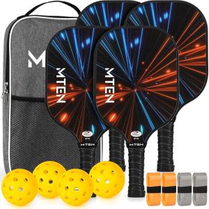 imagePickleball Paddles USAPA Approved Fiberglass Surface Pickleball Set with Pickleball Rackets Pickleball Paddles Set for Men WomenD4BlackRed