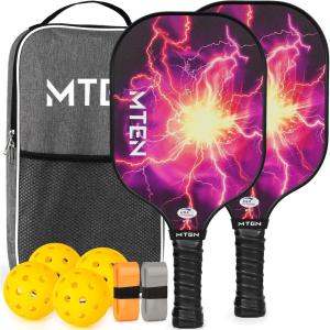 imagePickleball Paddles USAPA Approved Fiberglass Surface Pickleball Set with Pickleball Rackets Pickleball Paddles Set for Men WomenE2Red