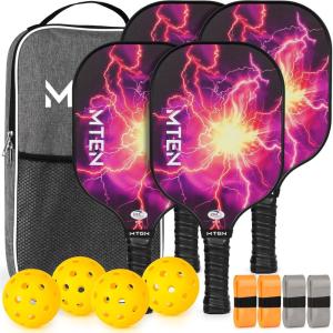 imagePickleball Paddles USAPA Approved Fiberglass Surface Pickleball Set with Pickleball Rackets Pickleball Paddles Set for Men WomenE4Red