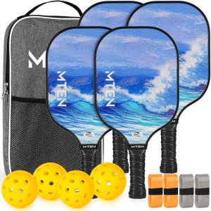 imagePickleball Paddles USAPA Approved Fiberglass Surface Pickleball Set with Pickleball Rackets Pickleball Paddles Set for Men WomenF4Blue