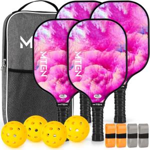 imagePickleball Paddles USAPA Approved Fiberglass Surface Pickleball Set with Pickleball Rackets Pickleball Paddles Set for Men WomenF4Pink