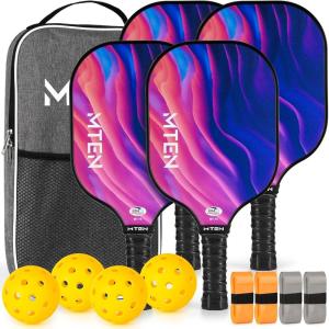 imagePickleball Paddles USAPA Approved Fiberglass Surface Pickleball Set with Pickleball Rackets Pickleball Paddles Set for Men WomenF4Pink blue