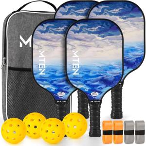 imagePickleball Paddles USAPA Approved Fiberglass Surface Pickleball Set with Pickleball Rackets Pickleball Paddles Set for Men WomenF4White blue