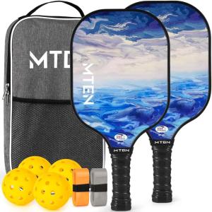 imagePickleball Paddles USAPA Approved Fiberglass Surface Pickleball Set with Pickleball Rackets Pickleball Paddles Set for Men WomenLake Blue