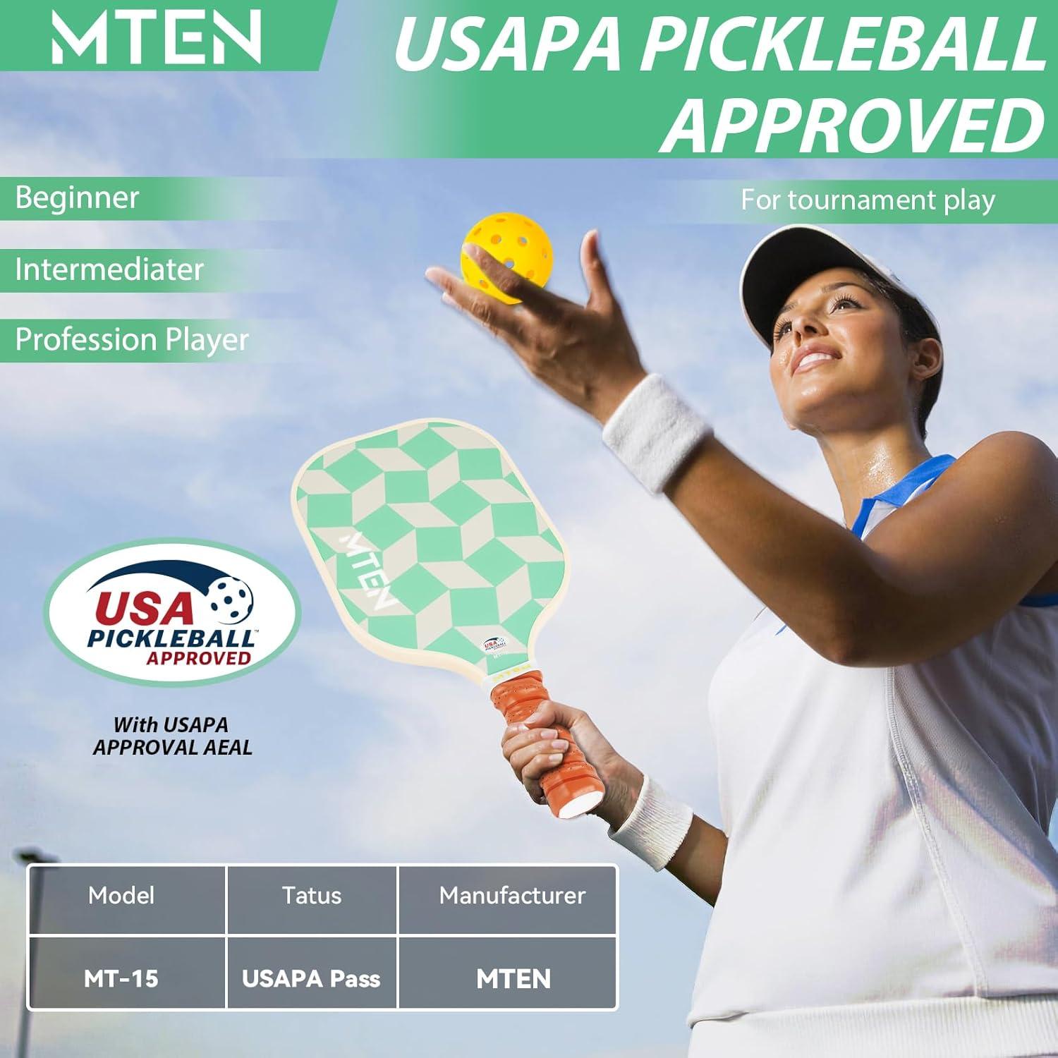imagePickleball Paddles USAPA Approved Fiberglass Surface Pickleball Set for Beginners Pickleball Rackets Intermediates Professional PlayersA4Green