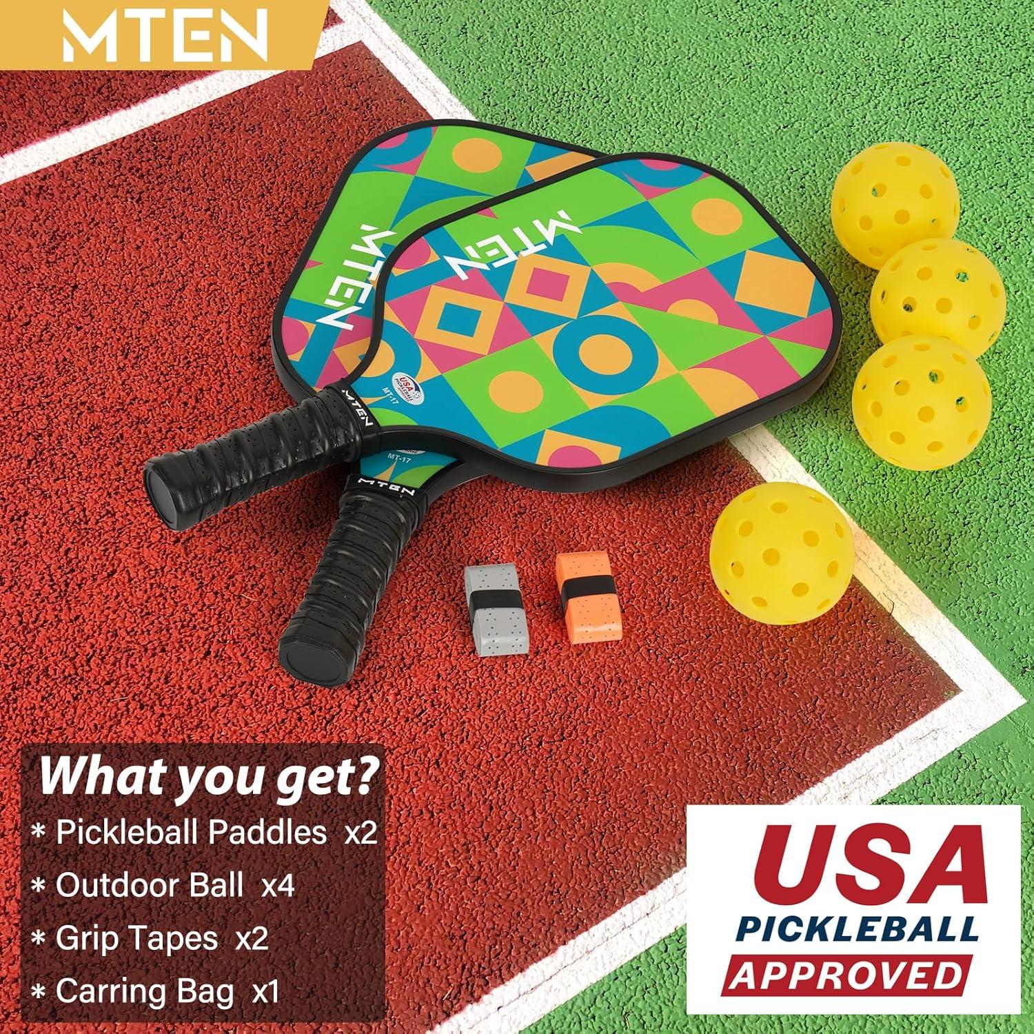 imagePickleball Paddles USAPA Approved Fiberglass Surface Pickleball Set for Beginners Pickleball Rackets Intermediates Professional PlayersB2Green Black
