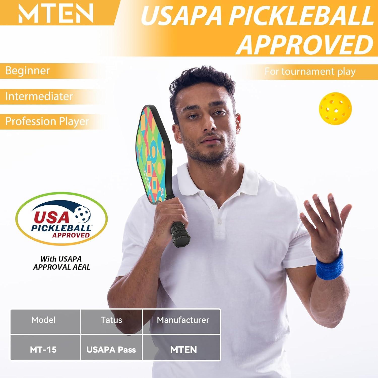imagePickleball Paddles USAPA Approved Fiberglass Surface Pickleball Set for Beginners Pickleball Rackets Intermediates Professional PlayersB2Green Black