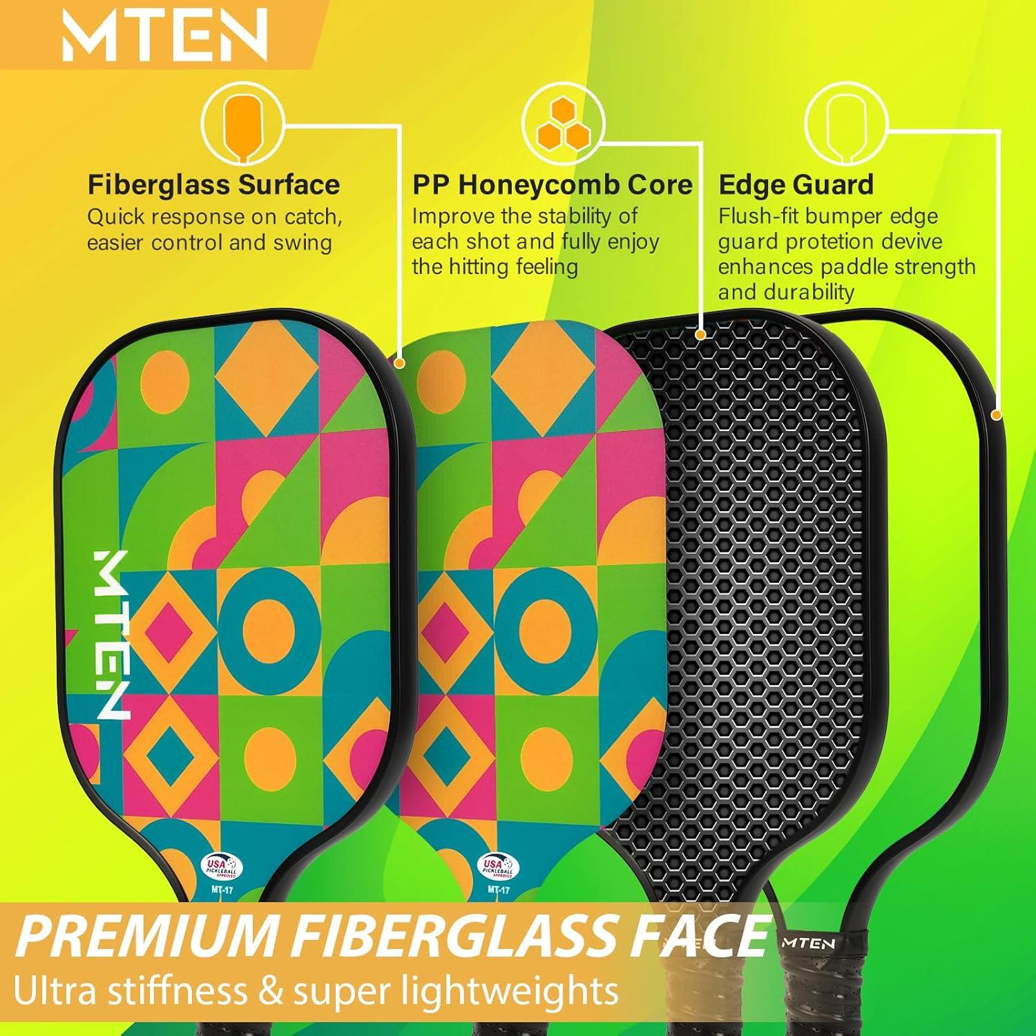 imagePickleball Paddles USAPA Approved Fiberglass Surface Pickleball Set for Beginners Pickleball Rackets Intermediates Professional PlayersB2Green Black