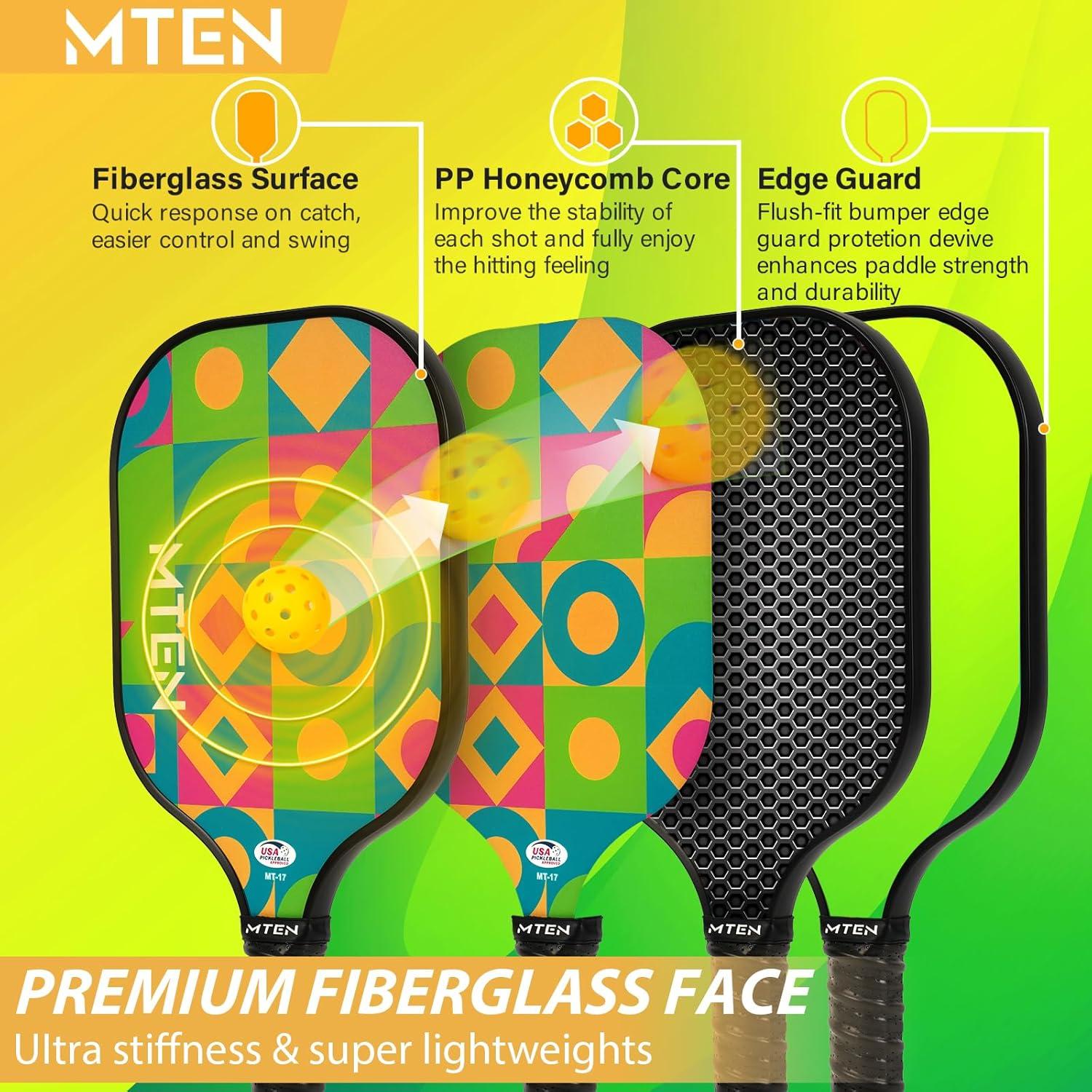 imagePickleball Paddles USAPA Approved Fiberglass Surface Pickleball Set for Beginners Pickleball Rackets Intermediates Professional PlayersB4Green Black