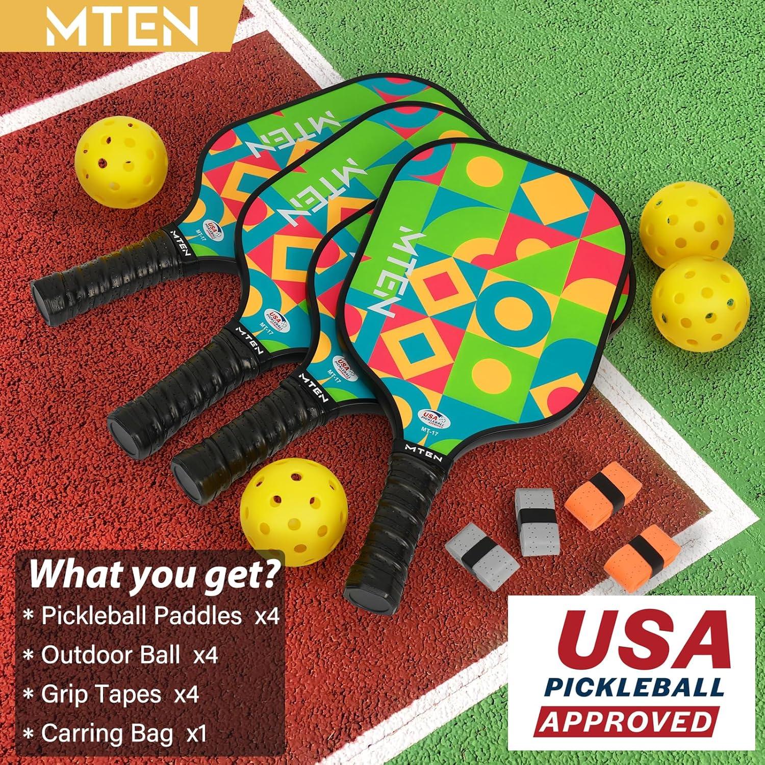 imagePickleball Paddles USAPA Approved Fiberglass Surface Pickleball Set for Beginners Pickleball Rackets Intermediates Professional PlayersB4Green Black