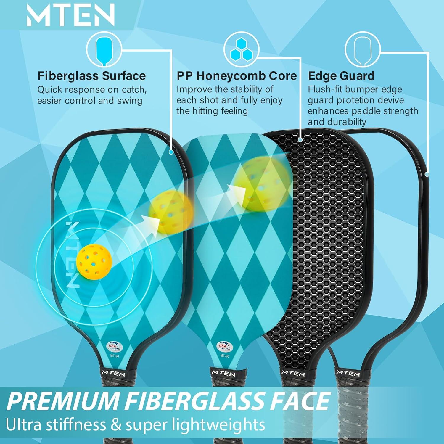 imagePickleball Paddles USAPA Approved Fiberglass Surface Pickleball Set for Beginners Pickleball Rackets Intermediates Professional PlayersC2Lake blue