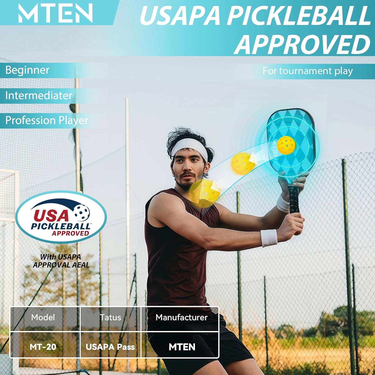 imagePickleball Paddles USAPA Approved Fiberglass Surface Pickleball Set for Beginners Pickleball Rackets Intermediates Professional PlayersC4Lake blue