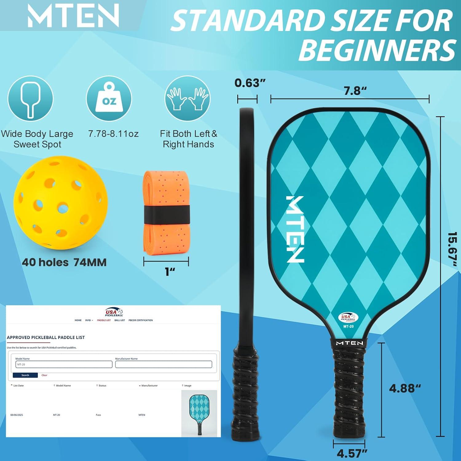 imagePickleball Paddles USAPA Approved Fiberglass Surface Pickleball Set for Beginners Pickleball Rackets Intermediates Professional PlayersC4Lake blue