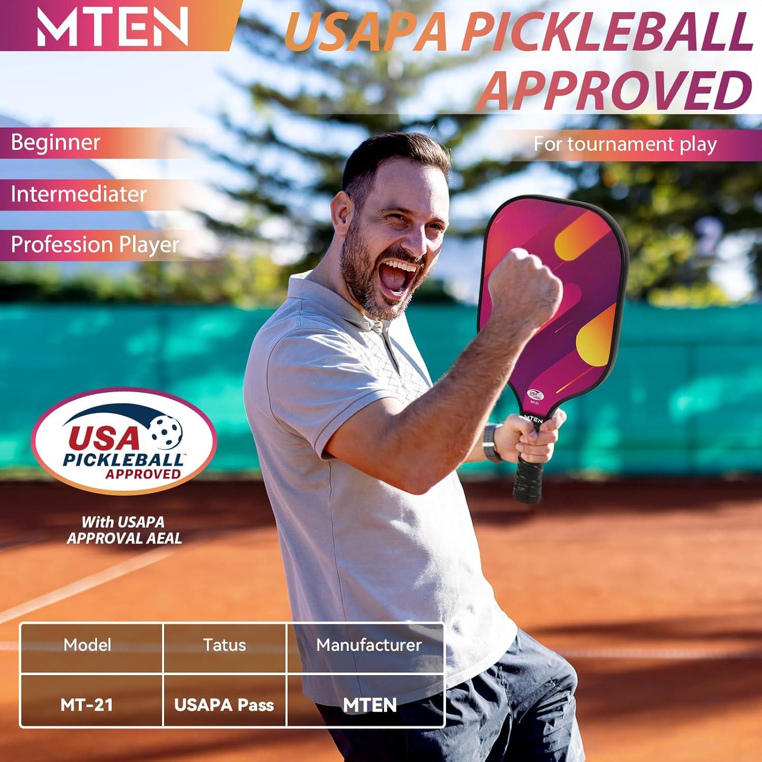 imagePickleball Paddles USAPA Approved Fiberglass Surface Pickleball Set for Beginners Pickleball Rackets Intermediates Professional PlayersD4RED