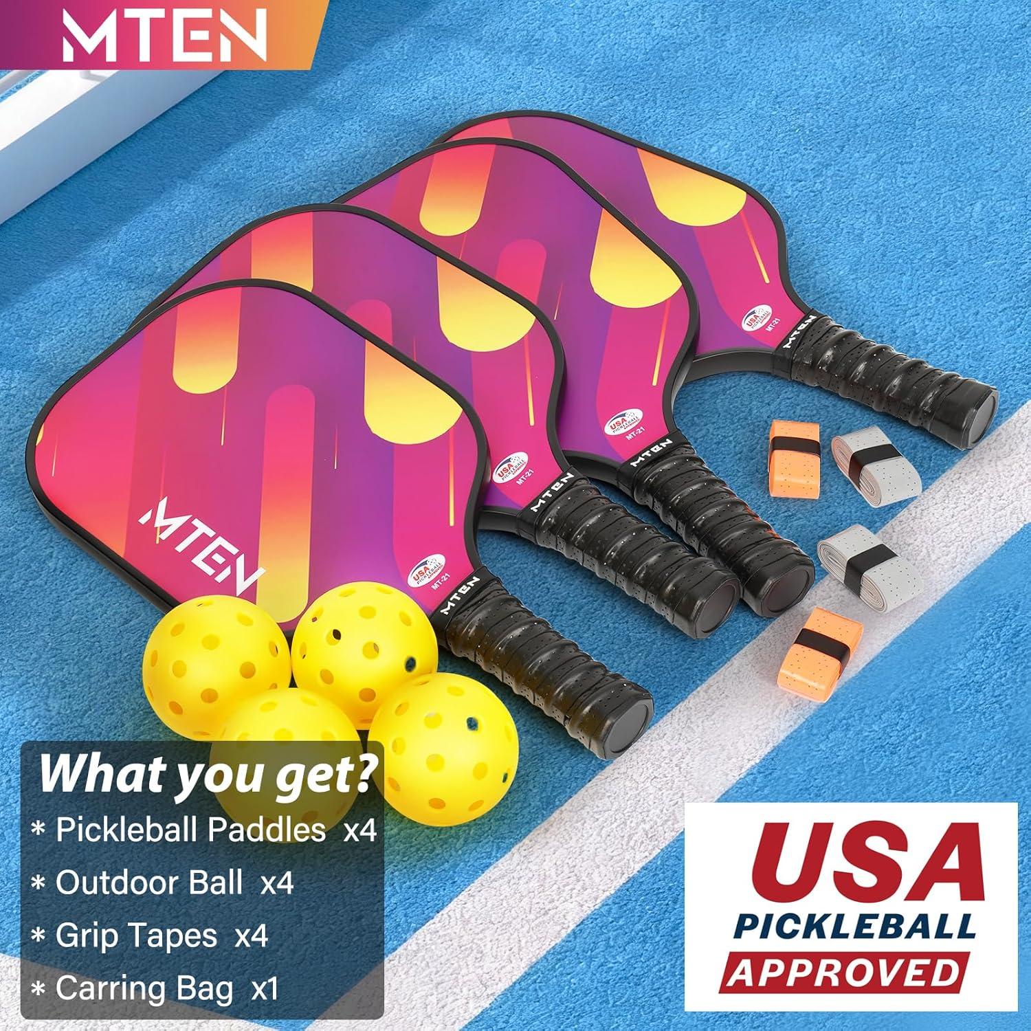 imagePickleball Paddles USAPA Approved Fiberglass Surface Pickleball Set for Beginners Pickleball Rackets Intermediates Professional PlayersD4RED