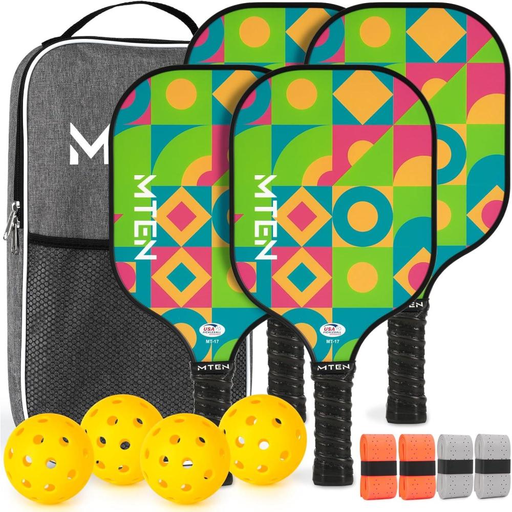 imagePickleball Paddles USAPA Approved Fiberglass Surface Pickleball Set for Beginners Pickleball Rackets Intermediates Professional PlayersB4Green Black